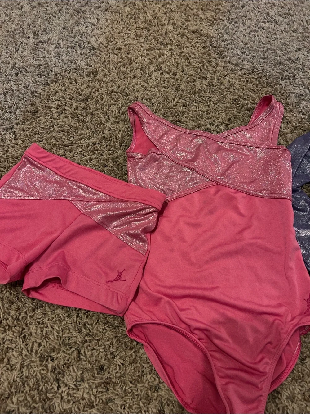 Capezio Pink and Purple Girls' Dance Leotard & Shorts Set